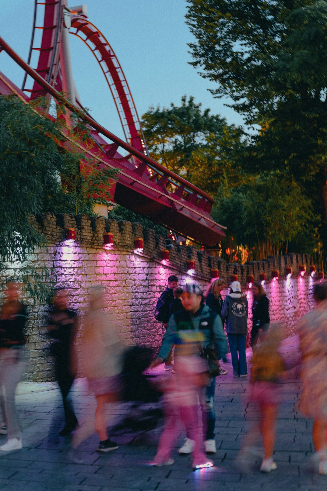 Families queuing for a ride at a Danish amusement park